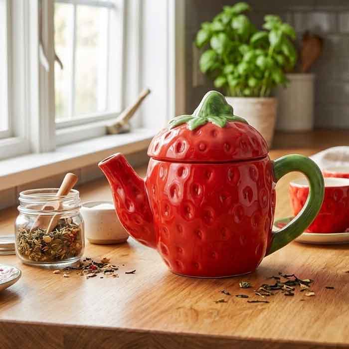 Ceramic Strawberry Teapot