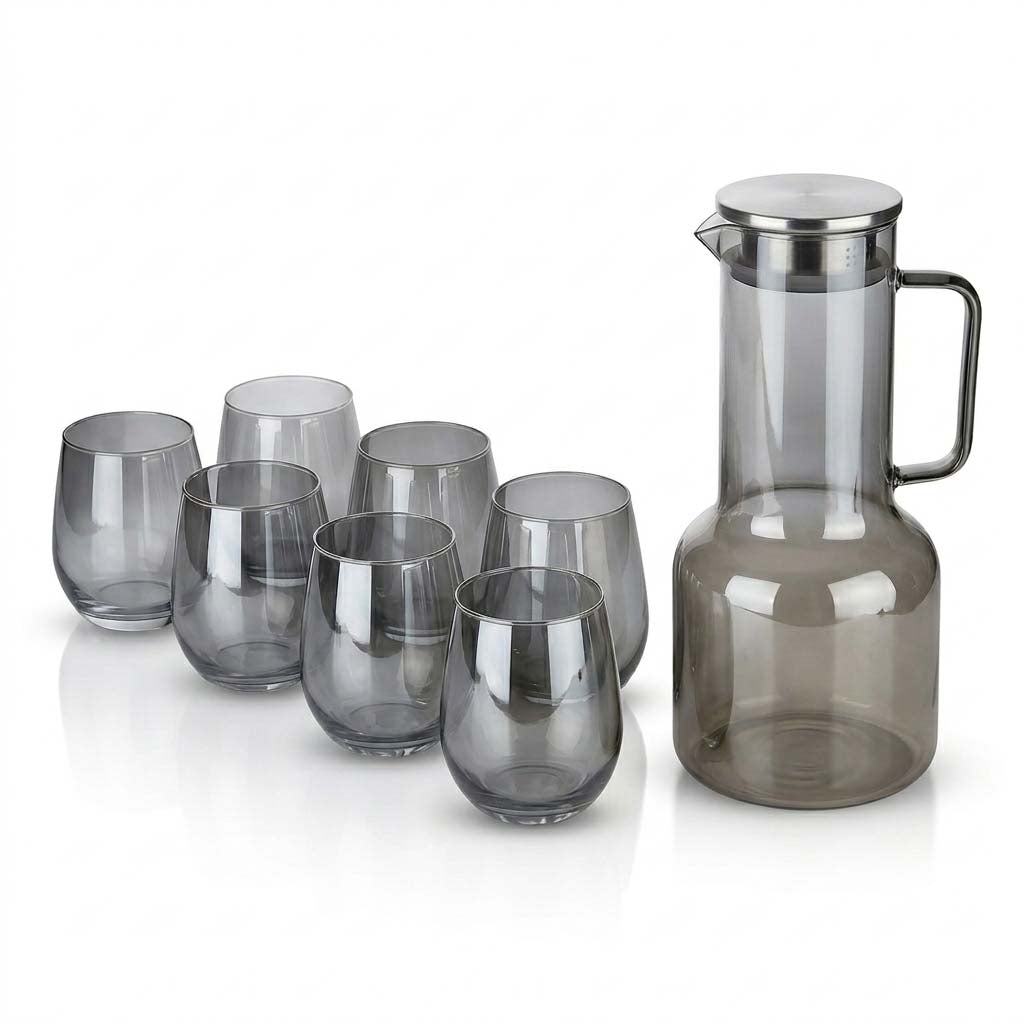 Modern Glass Pot with 6 Cups Set