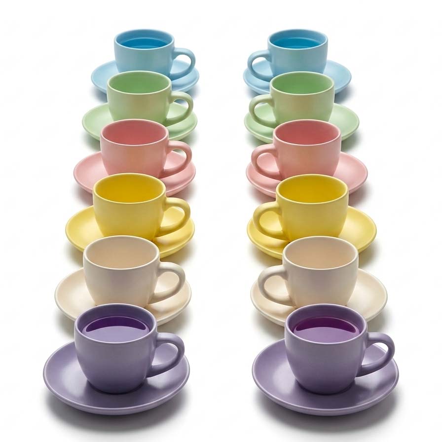 Ceramic Colored Nescafe Cups (1/2 dozen)